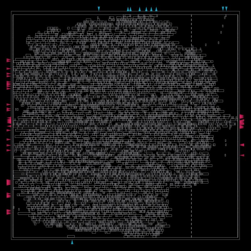 Baseline after placement: the standard cells of the 16 MAC units
